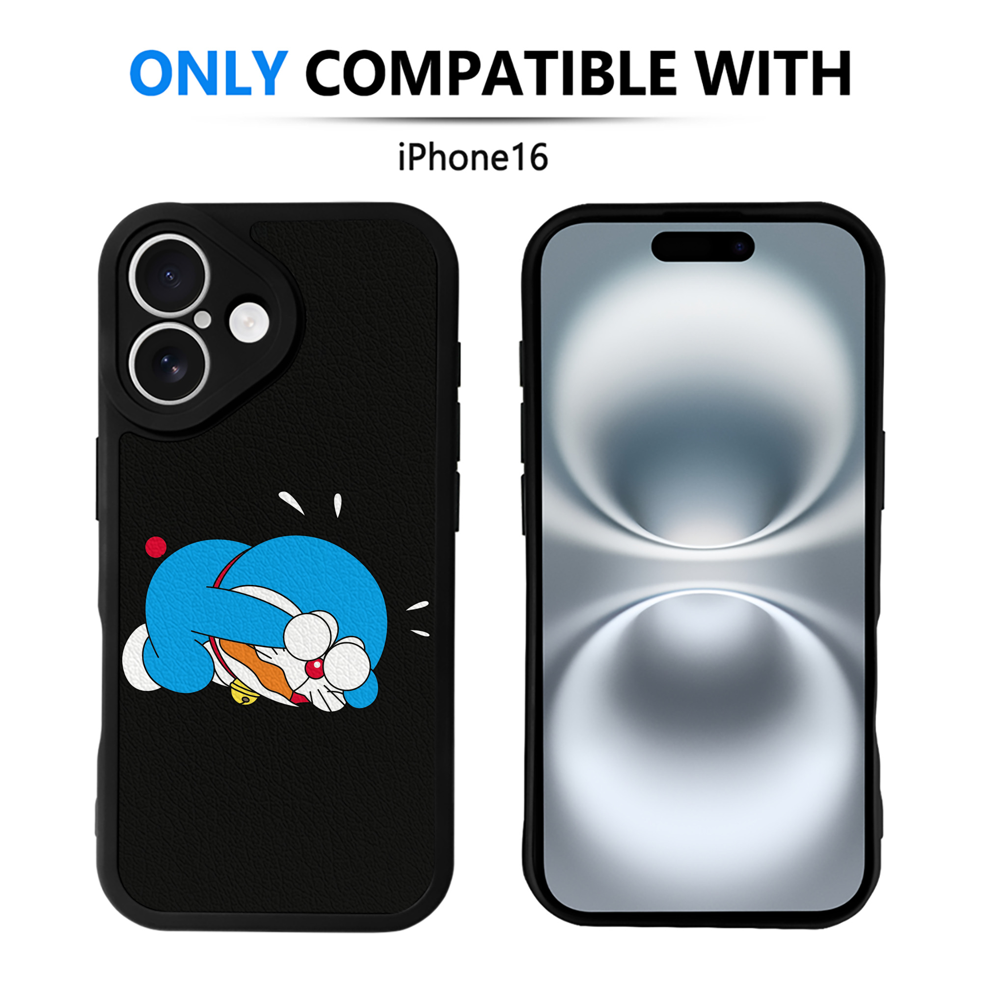 （画像用） ドラえもん Doraemon 【iPhone 16シリーズ対応】シリコンスマホケース（レザー調） 材質：シリコン